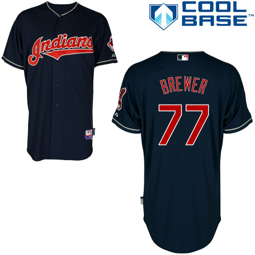 Charles Brewer #77 MLB Jersey-Cleveland Indians Men's Authentic Alternate Navy Cool Base Baseball Jersey